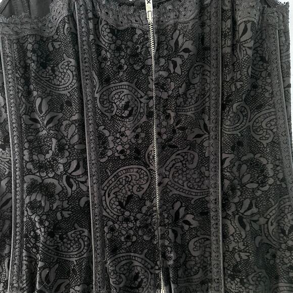 Tripp NYC corset black velvet Y2K goth zipper steampunk renaissance pirate L - Picture 6 of 9